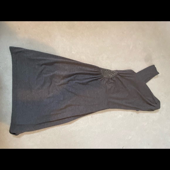 Dynamite asymmetrical grey dress with studded detail and ruching at waist - Picture 3 of 6